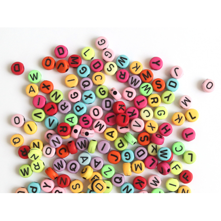 Acheter 200 perles rondes en plastique - lettres alphabet - multicolore fo - 2,99 € en ligne sur La Petite Epicerie - Loisirs...