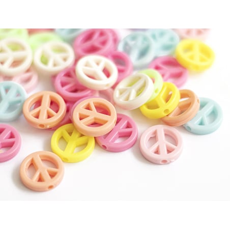 Acheter 50 perles en plastique - peace and love - pastelles - 3,49 € en ligne sur La Petite Epicerie - Loisirs créatifs