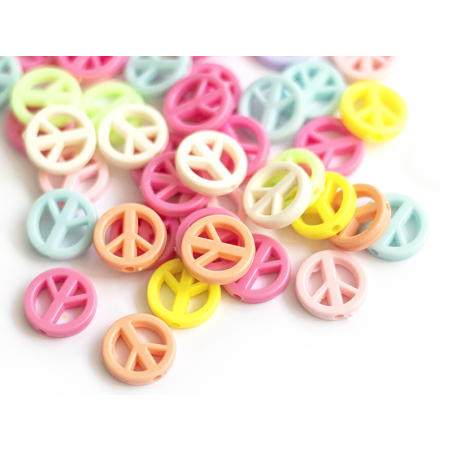 Acheter 50 perles en plastique - peace and love - pastelles - 3,49 € en ligne sur La Petite Epicerie - Loisirs créatifs