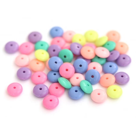 Acheter 50 perles en plastique - rondelles pastelles - 10 mm - 1,99 € en ligne sur La Petite Epicerie - Loisirs créatifs