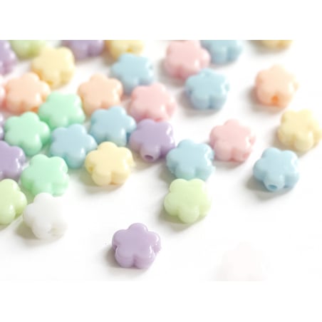 Acheter 50 perles en plastique - fleurs simples pastelles - 9 mm - 1,99 € en ligne sur La Petite Epicerie - Loisirs créatifs