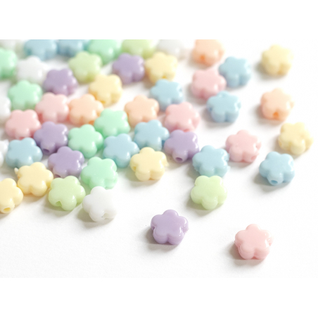 Acheter 50 perles en plastique - fleurs simples pastelles - 9 mm - 1,99 € en ligne sur La Petite Epicerie - Loisirs créatifs