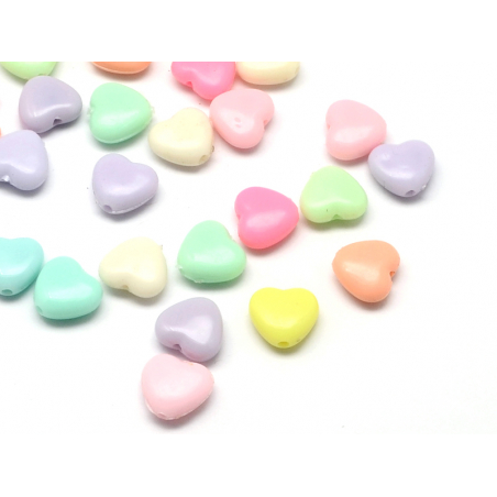 Acheter 50 perles en plastique - coeurs pastels - 11 mm - 3,49 € en ligne sur La Petite Epicerie - Loisirs créatifs