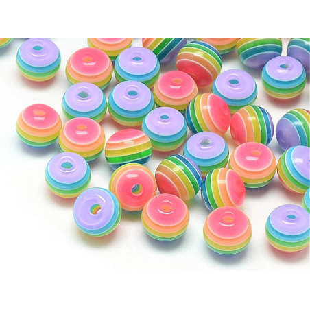 Acheter 20 perles en résine à rayures colorées - 8 mm - 4,99 € en ligne sur La Petite Epicerie - Loisirs créatifs