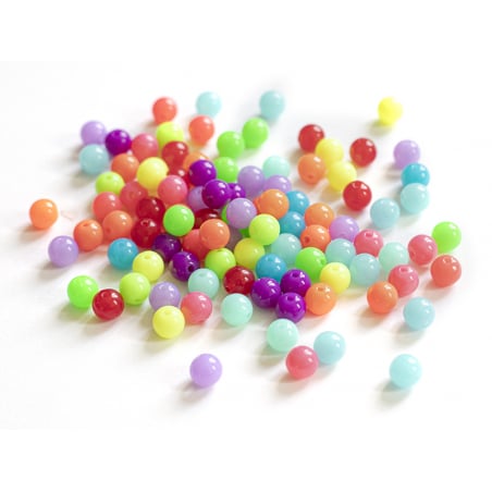 Acheter 100 perles en plastiques rondes - multicolore fluo - 8 mm - 3,99 € en ligne sur La Petite Epicerie - Loisirs créatifs