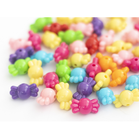 Acheter 50 perles bonbons en plastique - couleurs vives - 16 mm - 2,49 € en ligne sur La Petite Epicerie - Loisirs créatifs