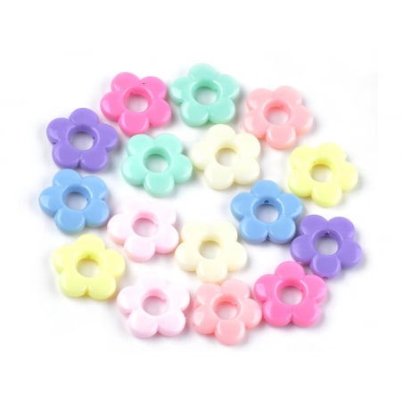 Acheter 50 perles fleurs évidées en plastique - multicolore - 3,99 € en ligne sur La Petite Epicerie - Loisirs créatifs