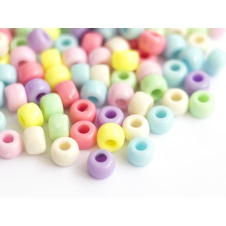 Acheter 100 perles en plastiques basiques pour enfants - couleurs pastelles - 9x6 mm - 2,49 € en ligne sur La Petite Epicerie...