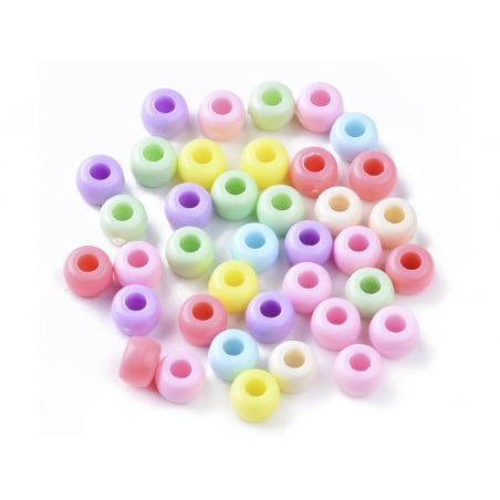 Acheter 100 perles en plastiques basiques pour enfants - couleurs pastelles - 9x6 mm - 2,49 € en ligne sur La Petite Epicerie...