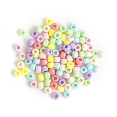 Acheter 100 perles en plastiques basiques pour enfants - couleurs pastelles - 9x6 mm - 2,49 € en ligne sur La Petite Epicerie...