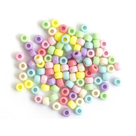 Acheter 100 perles en plastiques basiques pour enfants - couleurs pastelles - 9x6 mm - 2,49 € en ligne sur La Petite Epicerie...