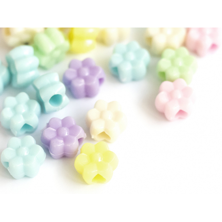 Acheter 50 perles fleurs en plastique - multicolore - 2,49 € en ligne sur La Petite Epicerie - Loisirs créatifs
