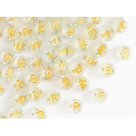 Acheter Lot de 200 perles rondes à paillettes - Lettres alphabet dorées - 4,49 € en ligne sur La Petite Epicerie - Loisirs cr...