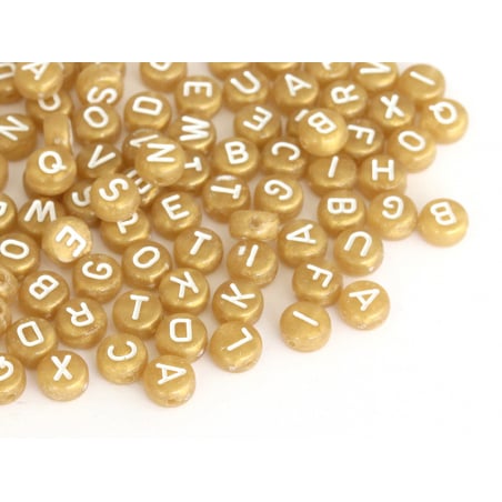 Acheter 200 perles lettres alphabet rondes en plastique - doré - 3,49 € en ligne sur La Petite Epicerie - Loisirs créatifs