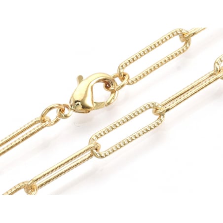 Acheter Collier chaîne trombone texturée - 61 cm - 15,5 x 4,5 - doré à l'or fin 18K - 7,99 € en ligne sur La Petite Epicerie ...