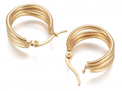Acheter Paire de boucles d'oreilles créoles multi fils - en acier inoxydable doré- 20 mm - 6,49 € en ligne sur La Petite Epic...