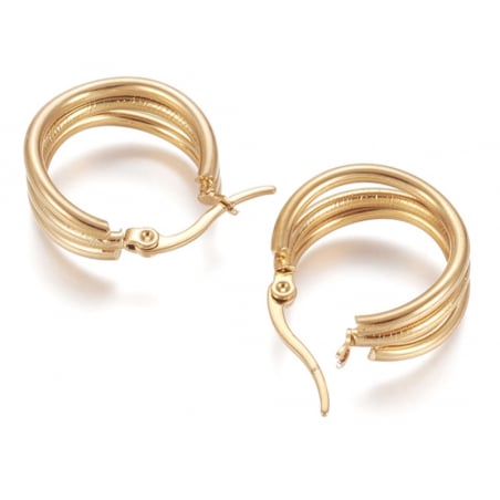 Acheter Paire de boucles d'oreilles créoles multi fils - en acier inoxydable doré- 20 mm - 6,49 € en ligne sur La Petite Epic...