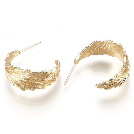 Acheter Paire de boucles d'oreilles - feuille - doré à l'or fin 18K - 24 mm - 7,29 € en ligne sur La Petite Epicerie - Loisir...