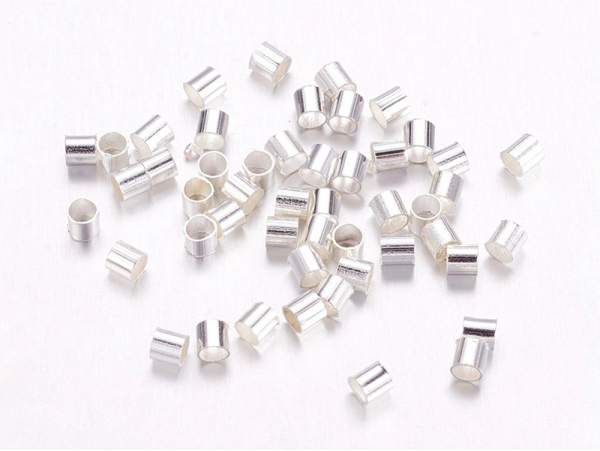 Acheter 100 perles à écraser tube 2 mm - couleur argentée - 0,29 € en ligne sur La Petite Epicerie - Loisirs créatifs