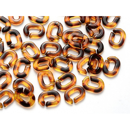 Acheter 50 mini maillons en plastique 9 x 6 mm - à connecter pour création de chaîne - marron style acétate - 1,99 € en ligne...