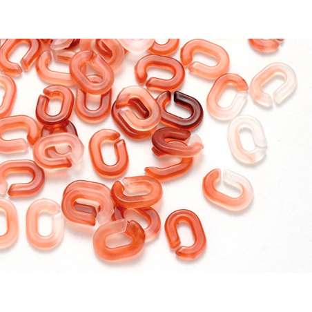 Acheter 50 mini maillons en plastique 9 x 6 mm - à connecter pour création de chaîne - orange marbré - 1,99 € en ligne sur La...