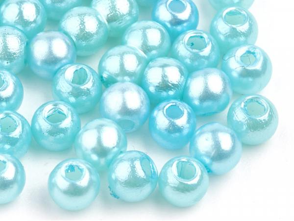 Acheter 100 perles en plastique rondes imitation perles de culture - 6 mm - bleu turquoise - 1,99 € en ligne sur La Petite Ep...