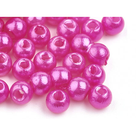 Acheter 100 perles en plastique rondes imitation perles de culture - 6 mm - rose fuschia - 1,99 € en ligne sur La Petite Epic...