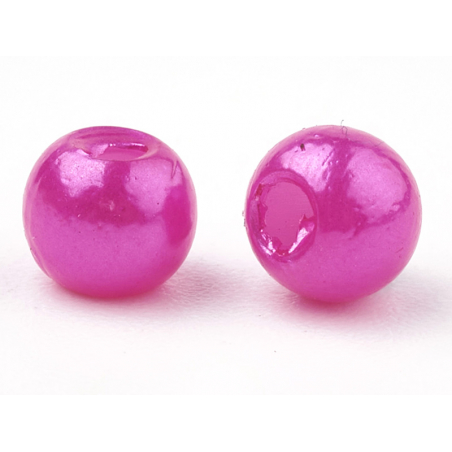 Acheter 100 perles en plastique rondes imitation perles de culture - 6 mm - rose fuschia - 1,99 € en ligne sur La Petite Epic...