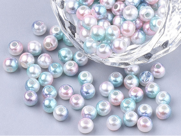 Acheter 100 perles en plastique rondes imitation perles de culture - 6 mm - dégradé bleu et rose - 1,99 € en ligne sur La Pet...
