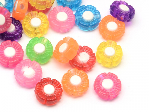 Acheter 50 perles en plastique - forme fleur de tournesol - multicolore - 3,39 € en ligne sur La Petite Epicerie - Loisirs cr...