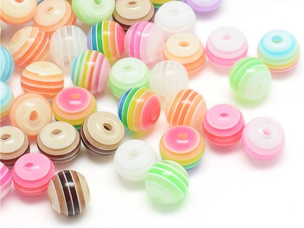 Acheter 100 perles en plastique rondes 6 mm - rayures - 4,99 € en ligne sur La Petite Epicerie - Loisirs créatifs