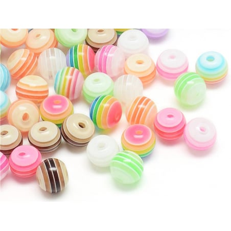 Acheter 100 perles en plastique rondes 6 mm - rayures - 4,99 € en ligne sur La Petite Epicerie - Loisirs créatifs
