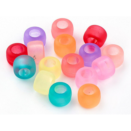 Acheter 100 perles en plastique basiques pour enfants - pony beads - effet givré transclucide - 3,39 € en ligne sur La Petite...