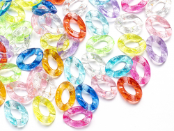 Acheter 50 grands maillons en plastique 30 x 21 mm - à connecter pour création de chaîne - multicolore pailleté - 9,99 € en l...