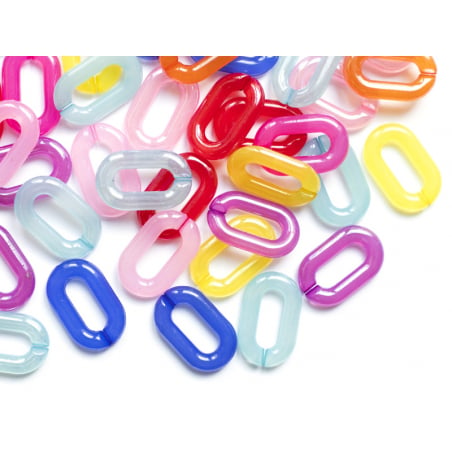 Acheter 50 grands maillons en plastique 31 x 19 mm - à connecter pour création de chaîne - mix multicolore transclucide - 7,9...