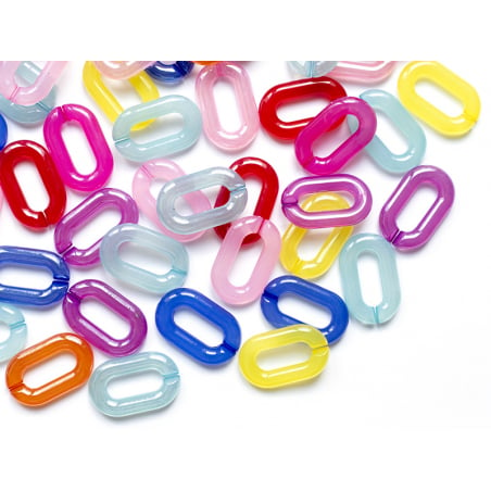 Acheter 50 grands maillons en plastique 31 x 19 mm - à connecter pour création de chaîne - mix multicolore transclucide - 7,9...