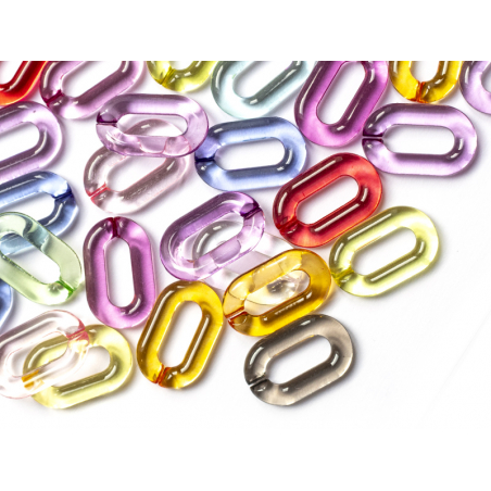 Acheter 50 grands maillons en plastique 31 x 19 mm - à connecter pour création de chaîne - Mix transparent multicolore - 7,99...