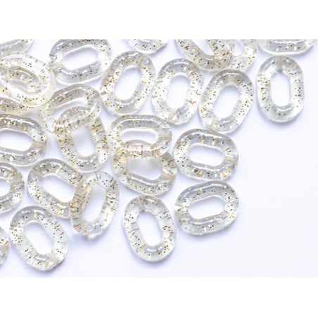 Acheter 50 maillons ovales en plastique 19 x 14 mm - à connecter pour création de chaîne - transparent à paillettes - 3,69 € ...