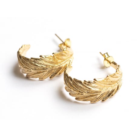 Acheter Paire de boucles d'oreilles - feuille - doré à l'or fin 18K - 24 mm - 7,29 € en ligne sur La Petite Epicerie - Loisir...