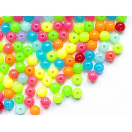 Acheter 100 perles en plastique rondes 6 mm - couleurs fluo - 1,29 € en ligne sur La Petite Epicerie - Loisirs créatifs