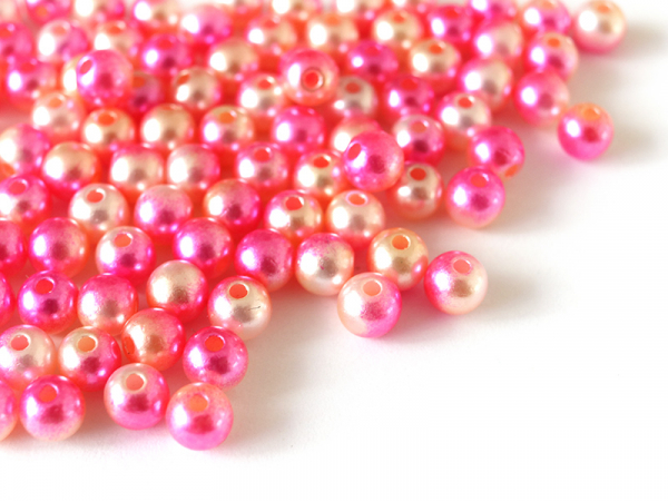 Acheter 100 perles en plastique rondes imitation perles de culture - 6 mm - dégradé rose - 1,99 € en ligne sur La Petite Epic...