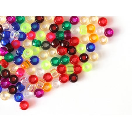 Acheter 100 perles en plastique basiques pour enfants - pony beads - transparentes multicolores - 1,99 € en ligne sur La Peti...