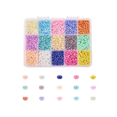 Acheter Boite de 15 couleurs de rocailles - 3mm - 11,99 € en ligne sur La Petite Epicerie - Loisirs créatifs