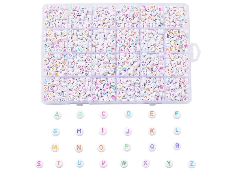 Acheter Boite de 1750 perles lettres alphabet rondes - colorées et blanches - 17,99 € en ligne sur La Petite Epicerie - Loisi...
