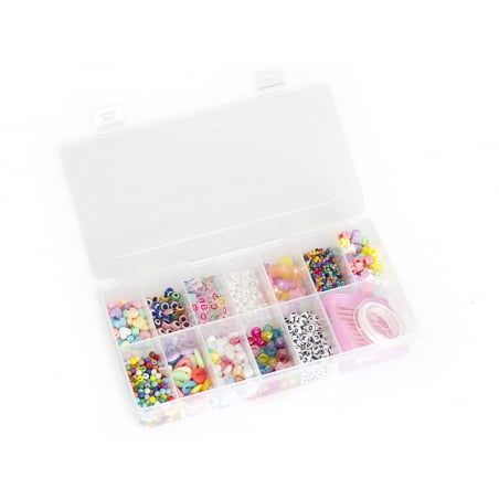 Acheter Boite valisette d'assortiment de 12 types de perles en plastique, fil et aiguilles - 29,99 € en ligne sur La Petite E...
