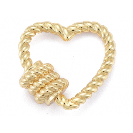 Acheter Fermoir mousqueton à visser cœur effet corde - 16 x 17 mm - doré - 3,99 € en ligne sur La Petite Epicerie - Loisirs c...