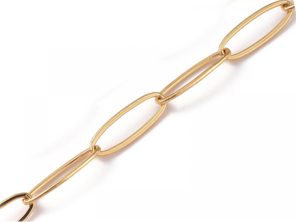 Acheter Chaîne trombone ovale 19 x 7 mm - doré à l'or fin 18 K x 20 cm - 3,99 € en ligne sur La Petite Epicerie - Loisirs cré...