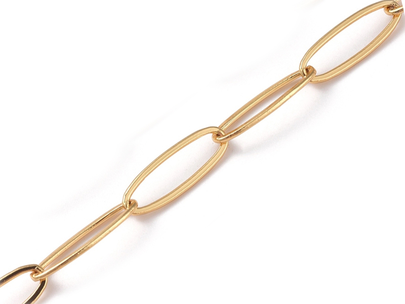 Acheter Chaîne trombone ovale 19 x 7 mm - doré à l'or fin 18 K x 20 cm - 3,99 € en ligne sur La Petite Epicerie - Loisirs cré...