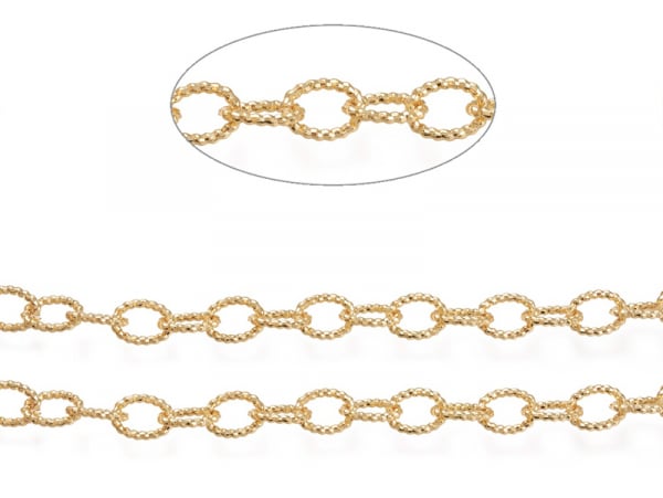 Acheter Chaîne maillons ovales texturés effet corde - 9,5 x 7 mm - doré à l'or fin 18 K x 20 cm - 2,29 € en ligne sur La Peti...