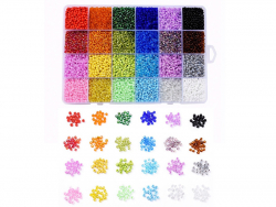 Acheter Boite de 24 couleurs de perles de rocailles multicolores - 3 mm - 14,99 € en ligne sur La Petite Epicerie - Loisirs c...